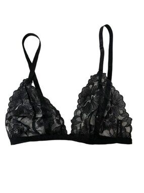 Pretty Little Thing Sheer Floral Triangle Lace Bralette Sz Small